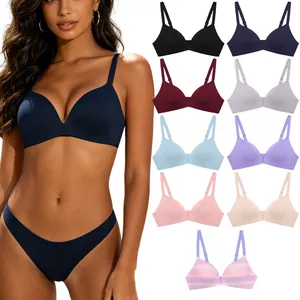 Reggiseno da Donna in Poliestere Minimalista Casual Senza Ferretto Superficie Liscia Senza Cuciture Push Up Reggiseno Spalline Fisse Comfort