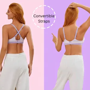 Reggiseno senza ferretto da donna con spalline staccabili versatili e convertibili