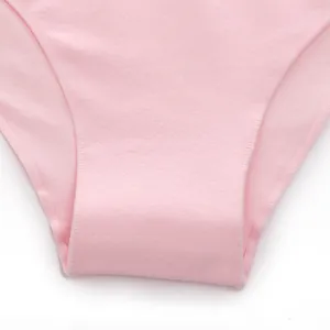 Close-up of soft pink cotton fabric and durable stitching on women's briefs