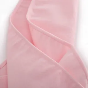Close-up detail of soft pink cotton fabric and stitching on women's briefs