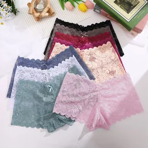 Comfortable multi-color floral lace panties for women with soft cotton lining and bow details