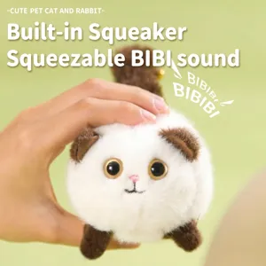 Peluche de gato blanco redondo y suave con silbato incorporado para regalo infantil