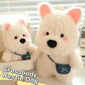 West Highland White Terrier Peluche Con Piccola Borsa Simpatico Cucciolo Di Cane Farcito Bambola Animale Per Regalo Di Compleanno Bambini