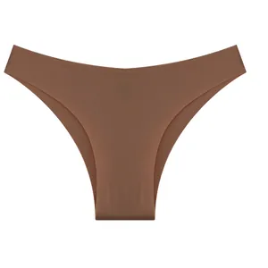 Women seamless low waist ice silk underwear solid color breathable bikini panties soft