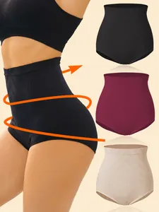 Seamless high-waist tummy control panties for effective postpartum body shaping and lifting