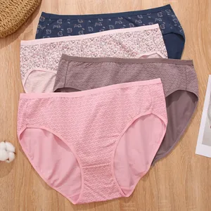 Lot de culottes en coton imprimées pour femmes grande taille, divers motifs.