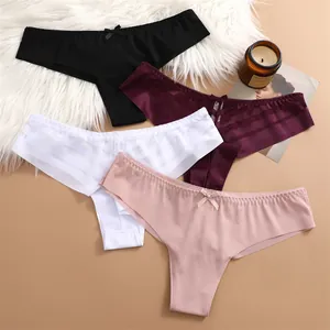 Detailed view of sexy mesh panties with bow details in black white pink and wine red