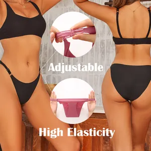 Vista dettagliata di slip in seta di ghiaccio senza cuciture con spalline regolabili ed elasticità