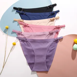 Set di 6 slip da donna in seta ghiaccio senza cuciture con cinturini laterali regolabili.