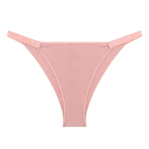 Comfortable women's ribbed cotton bikini panties with lettered elastic waistband