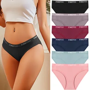 Women Ribbed Cotton Briefs Breathable Mid Waist Bikini Panties Solid Color Soft Comfortable Underwear For Women Lingerie