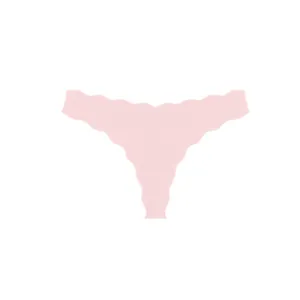 Seamless pink low waist thong for women featuring unique laser cut wavy edge design