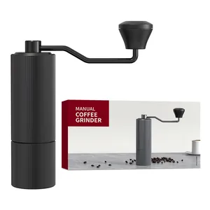 Molinillo de café manual portátil negro premium con muela de acero inox y caja