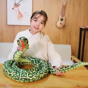 Realistic large green python plush snake toy for home decor and fun prank props