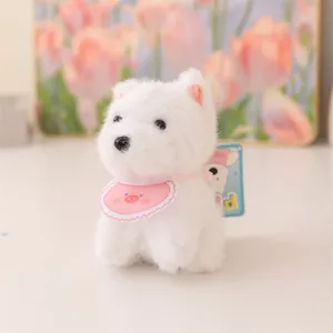 Simpatico portachiavi a forma di cane Westie bianco in peluche ciondolo per borsa