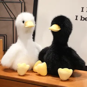 Cute black and white plush duck dolls made of soft mink velvet for home decoration