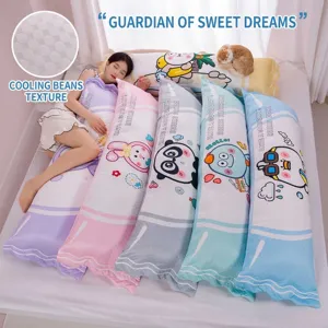 Long Cylindrical Bolster Side Sleeper Pillow Soft Cool Bubble Fleece Fabric For Bedroom Couples Sleep Aid Cartoon Animal Long Body Pillow