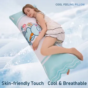 Cooling long body pillow with cartoon dinosaur pattern for side sleepers and couples