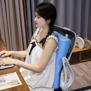 Ergonomic blue waffle ice silk memory foam lumbar support pillow for office chair backrest