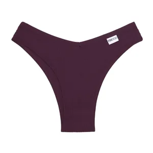 Perizoma premium in cotone lavorato a nido d'ape viola scuro da donna con vita bassa comoda.