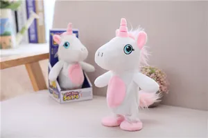 Peluche unicorno elettrico camminante con suono, simpatico animale di peluche per bambini.