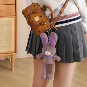 Süßer Plüsch Hase Taschenanhänger mit ziehbaren Ohren,weicher Plüschtier Schlüsselanhänger