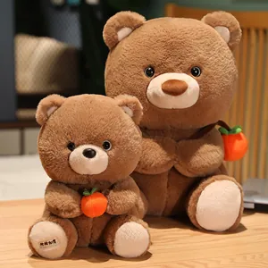 Cute Teddy Bear Holding Persimmon Plush Toy Soft Stuffed Animal Bear Doll Gift For Valentine Day Birthday Decoration