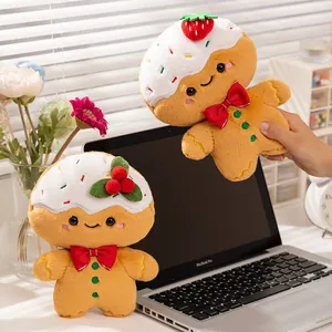 Süßes Weihnachten Lebkuchenmann Plüschtier Cremekopf Stoffpuppe Weiche Fest Dekoration Geschenk Für Kinder Mädchen