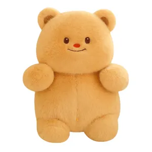 Cute soft orange plush teddy bear toy with smiling face for kids gift and room decor