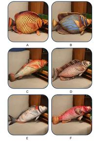 Colección detallada de cojines de peluche de peces tropicales realistas con patrones 3D