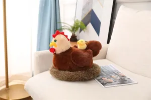 Ρεαλιστικό σετ λούτρινο παιχνίδι κότα και κοτόπουλο με χνουδωτή φωλιά σε περιβάλλον