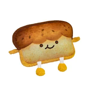Lindo cojín de peluche de pan tostado de dibujos animados y reposacabezas de coche
