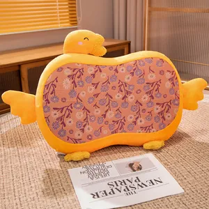 Cojín de peluche ganso con tela jacquard floral para siesta y soporte de cuello