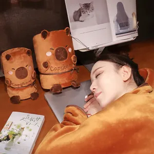 Manta de peluche de carpincho para siestas en la oficina y decoración de sofá de casa