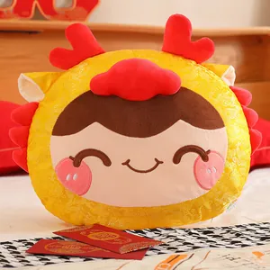Feestelijk geel Chinees trouwdraak pluchen kussen voor bed en bank decoratie item