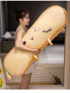 Ultraweiches, langes Plüsch-Körperkissen in Baguette-Form mit süßem Cartoon-Gesicht