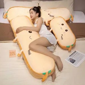 Cartoon Toastbrot Langes Kissen Plüschtier Weiches Bettseiten Rückenlehnenkissen Für Mädchen Seitenschläfer Sofa Deko Zierkissen