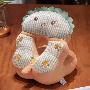 Plush cartoon animal nap pillow with breathable waffle texture for office desk