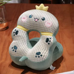 Close-up of a cartoon animal waffle ice silk nap pillow for office or school use