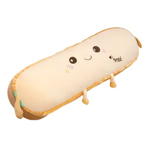 Süßes langes Brot-Plüschkissen mit Cartoon-Gesicht Seitenschläferkissen für das Sofa