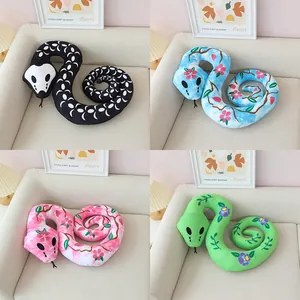Creative Realistic Snake Plush Toy Halloween Spoof Skull Snake Stuffed Animal Floral Pattern Home Party Decorative Toy