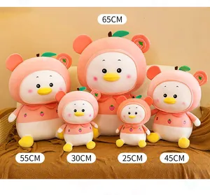 Five cute duck plush toys in various sizes from 25cm to 65cm