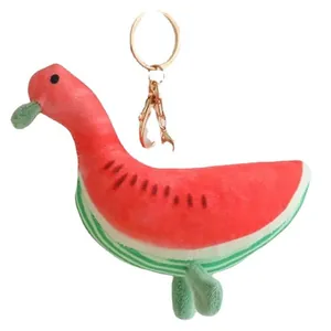 Simpatico portachiavi in peluche a forma di anatra anguria come ciondolo per borsa
