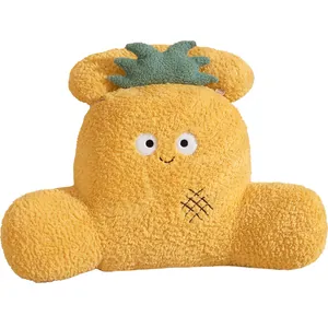 Yellow pineapple shaped plush backrest pillow for office chair lumbar support and comfort