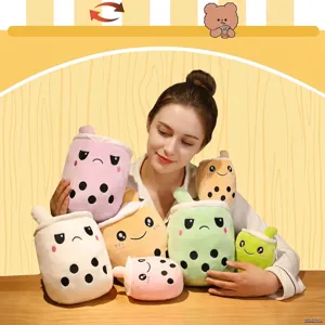 Wendbare Bubble Tea Plüschtier Weiche Gefüllte Milchteetasse Kissen Flip Ausdruck Puppe Spielzeug Süße Raumdeko Geschenk Für Kinder