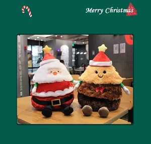 Santa Claus and Gingerbread Man plush toys festive pillows for Christmas home decoration