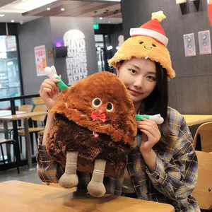 Cute gingerbread man plush hat and soft stuffed toy set for Christmas holiday gifts
