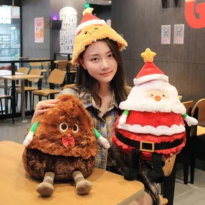 Cute Santa Claus and gingerbread man plush toys with electric singing Christmas hat