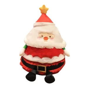 Adorable plush Santa Claus doll with star hat and soft texture for Christmas gift decor