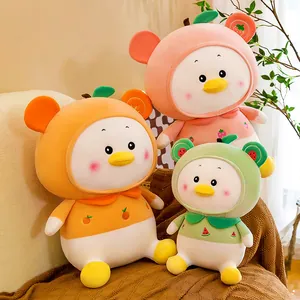 Fruit Duck Plush Toy Stuffed Animal Strawberry Watermelon Orange Hoodie Duck Doll Soft Plushie For Kids Girls Home Decor Birthday Gift